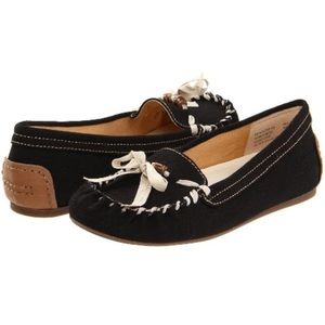 Olukai HOKU MOC Women's Size 9.5 EUR 39.5 Black Brown Mocassins Slip On Canvas